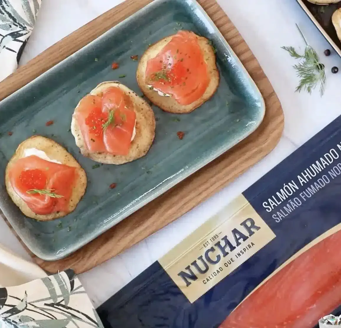 NUCHAR Smoked Salmon Blinis