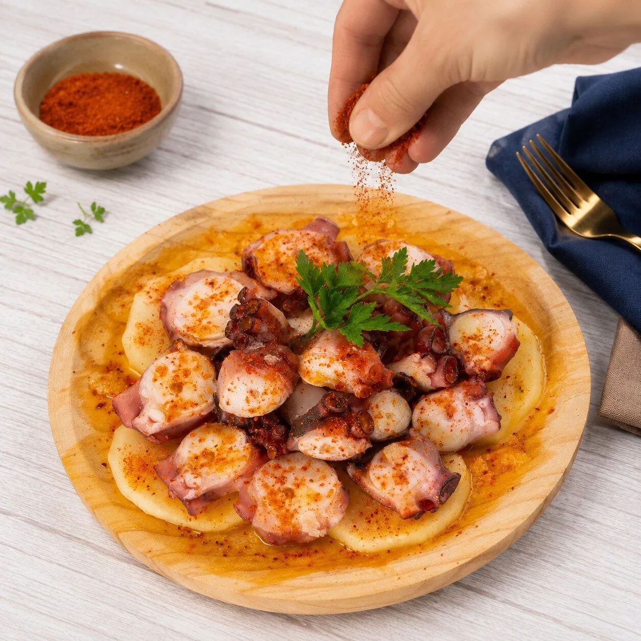 añadir pimentón al pulpo